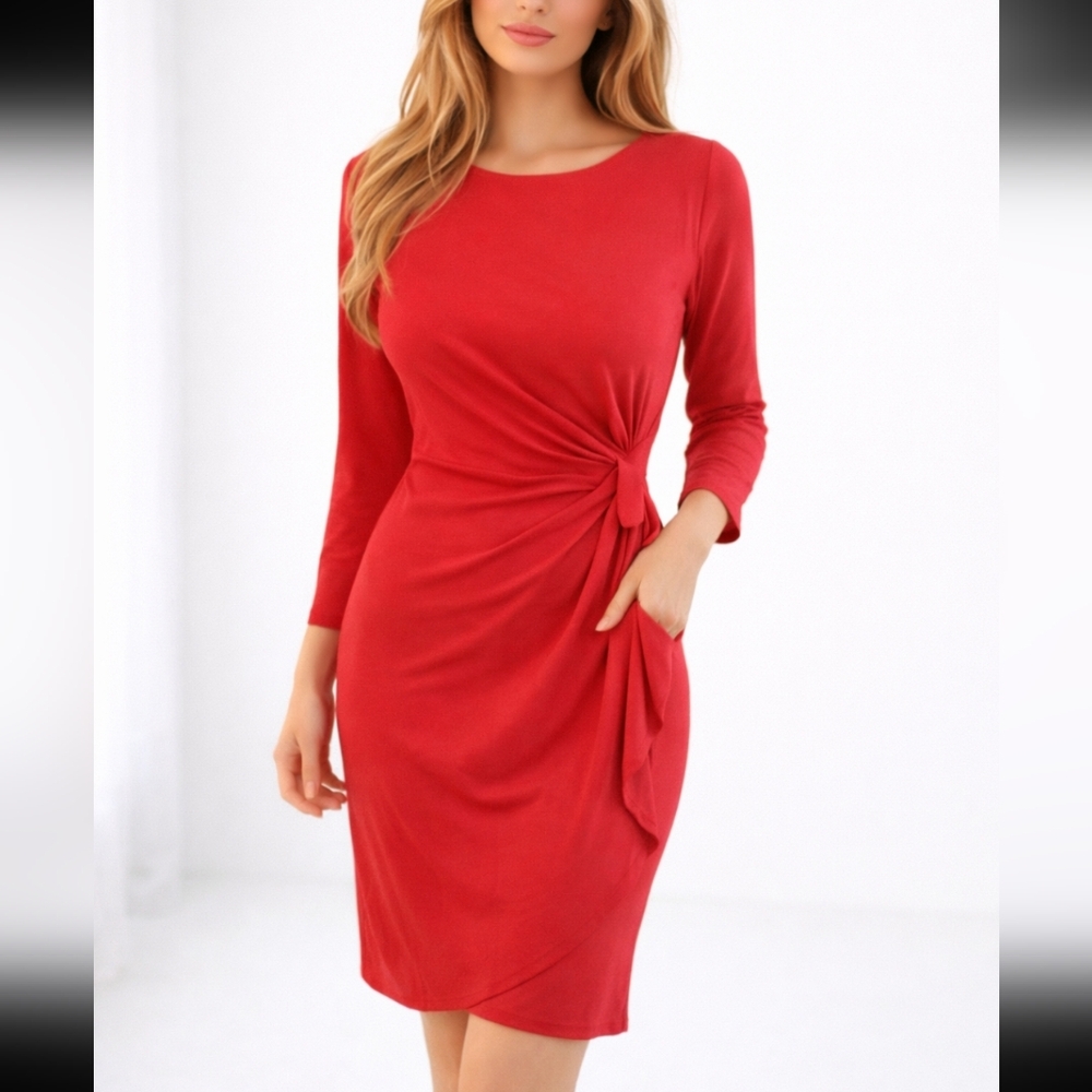 Eliza j women's red faux wrap dress size 4p